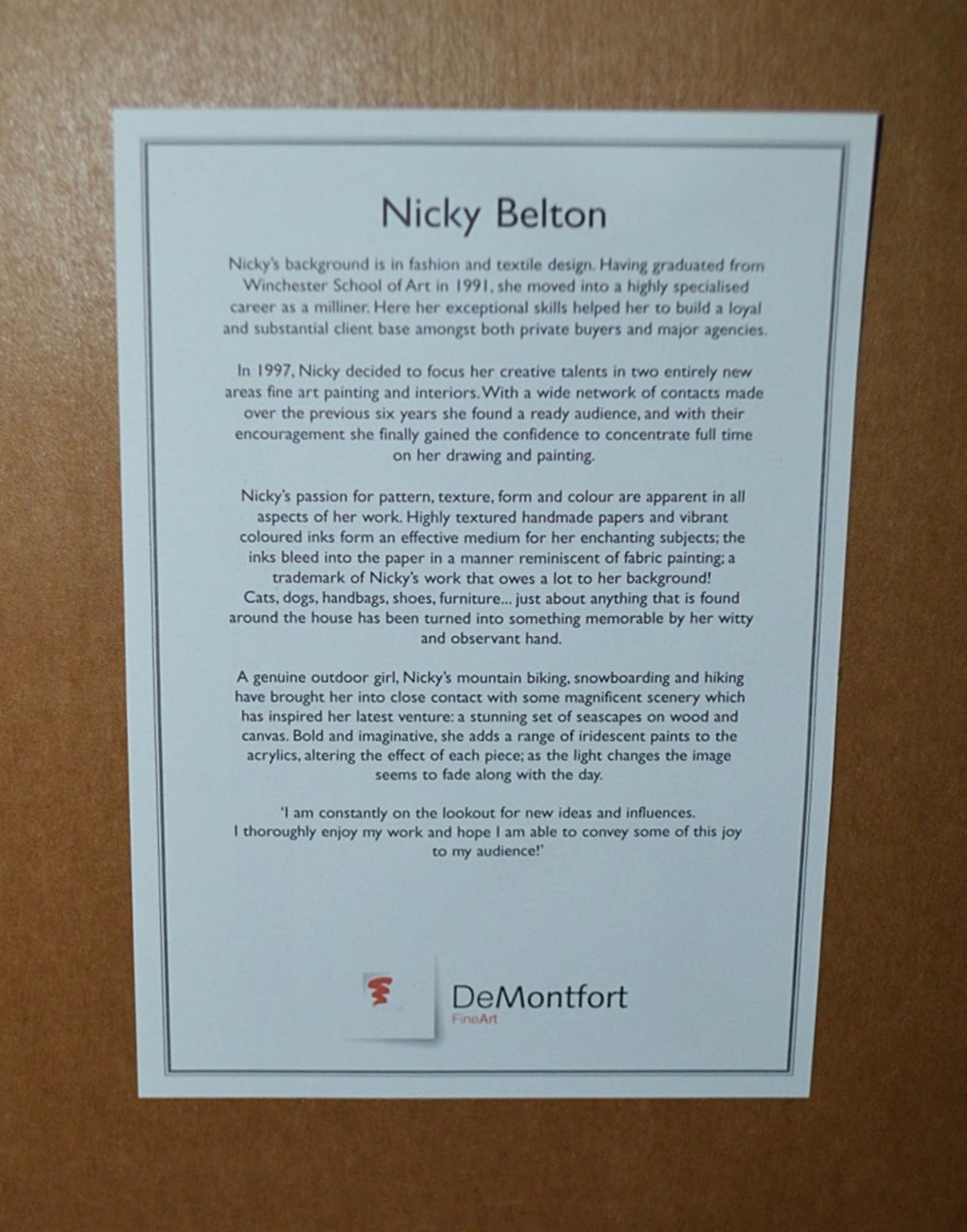 1 x Framed Giclee Artwork Signed The Artist By Nicky Belton - Limited Edition, No. 139/250 - Image 7 of 7