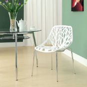 4 x LILY Nature-Inspired Tree of Life Dining Chairs - Features a White Moulded Plastic Seat With