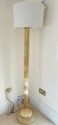 1 x Greek Style Floor Lamp With Weighted Bases, Brass Columns, White Shade and Inline On/Off Switche