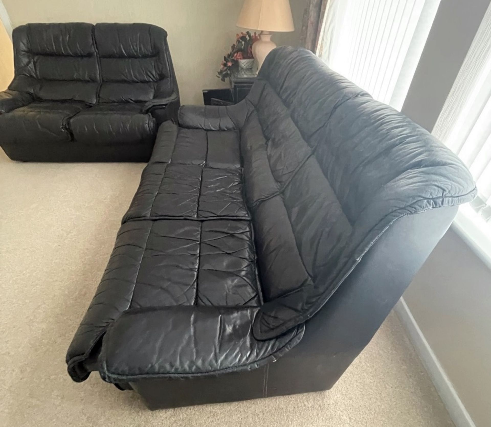 3-Piece Sofa Set In Black - Includes 1 x 3-Seater Sofa, 1 x 2-Seater Sofa & 1 x Footstool - From - Image 8 of 11