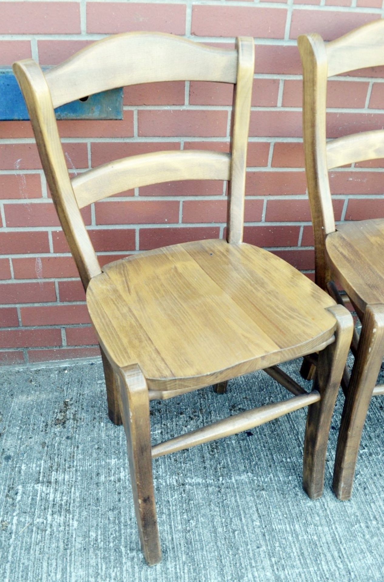 3 x Matching Sturdy Solid Wood Chairs With An Attractive Varnished Finish - Dimensions: H90 x W47 - Image 3 of 7