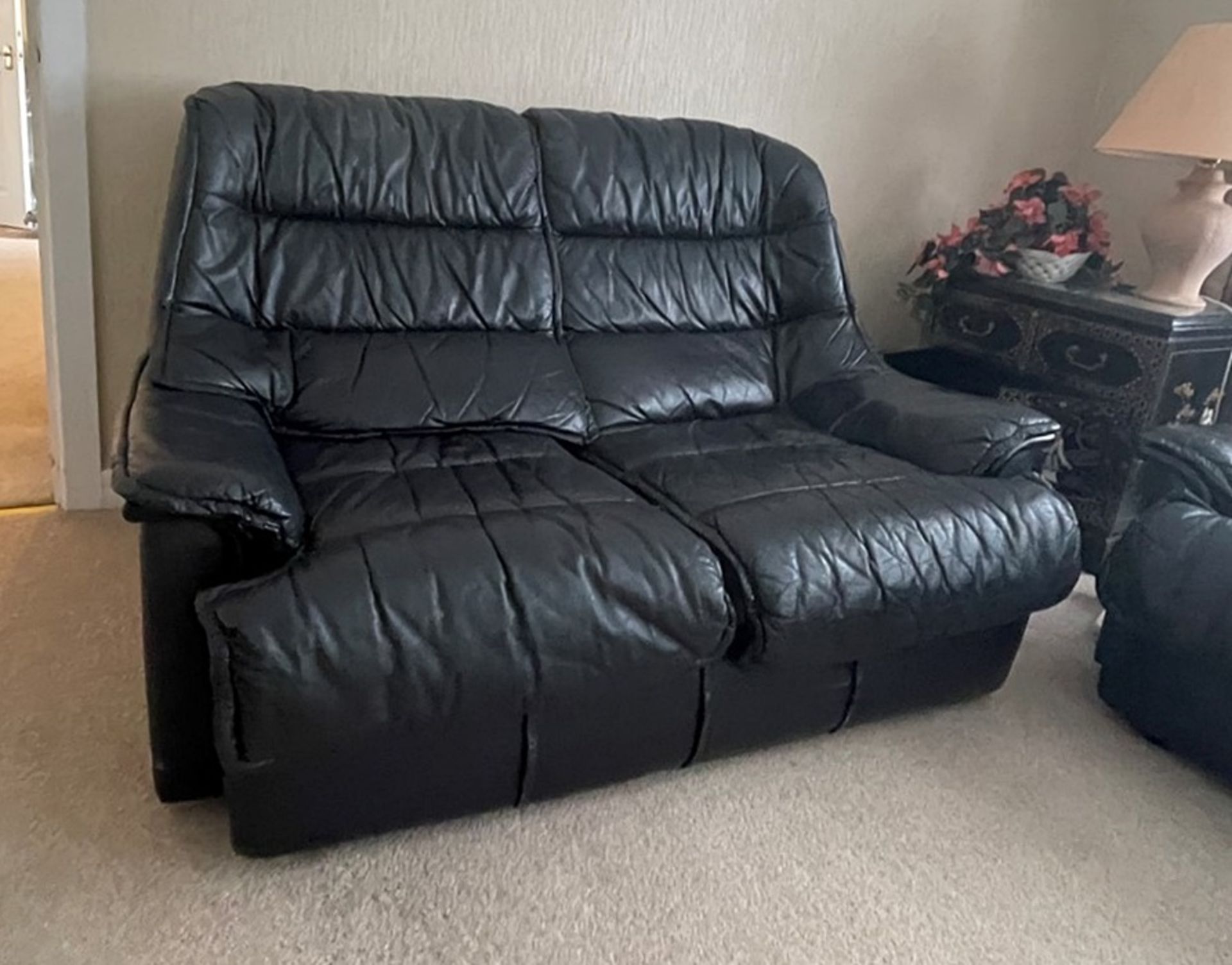 3-Piece Sofa Set In Black - Includes 1 x 3-Seater Sofa, 1 x 2-Seater Sofa & 1 x Footstool - From - Image 4 of 11