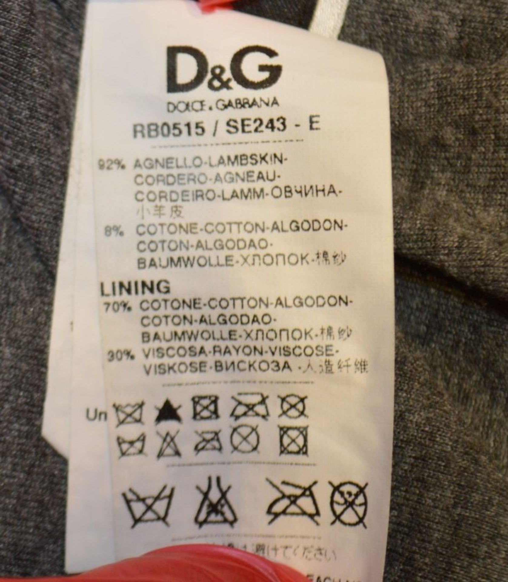 1 x Men's Genuine Dolce & Gabbana Luxury Lambskin Leather Jacket In Grey - Size: 48 - Image 10 of 13