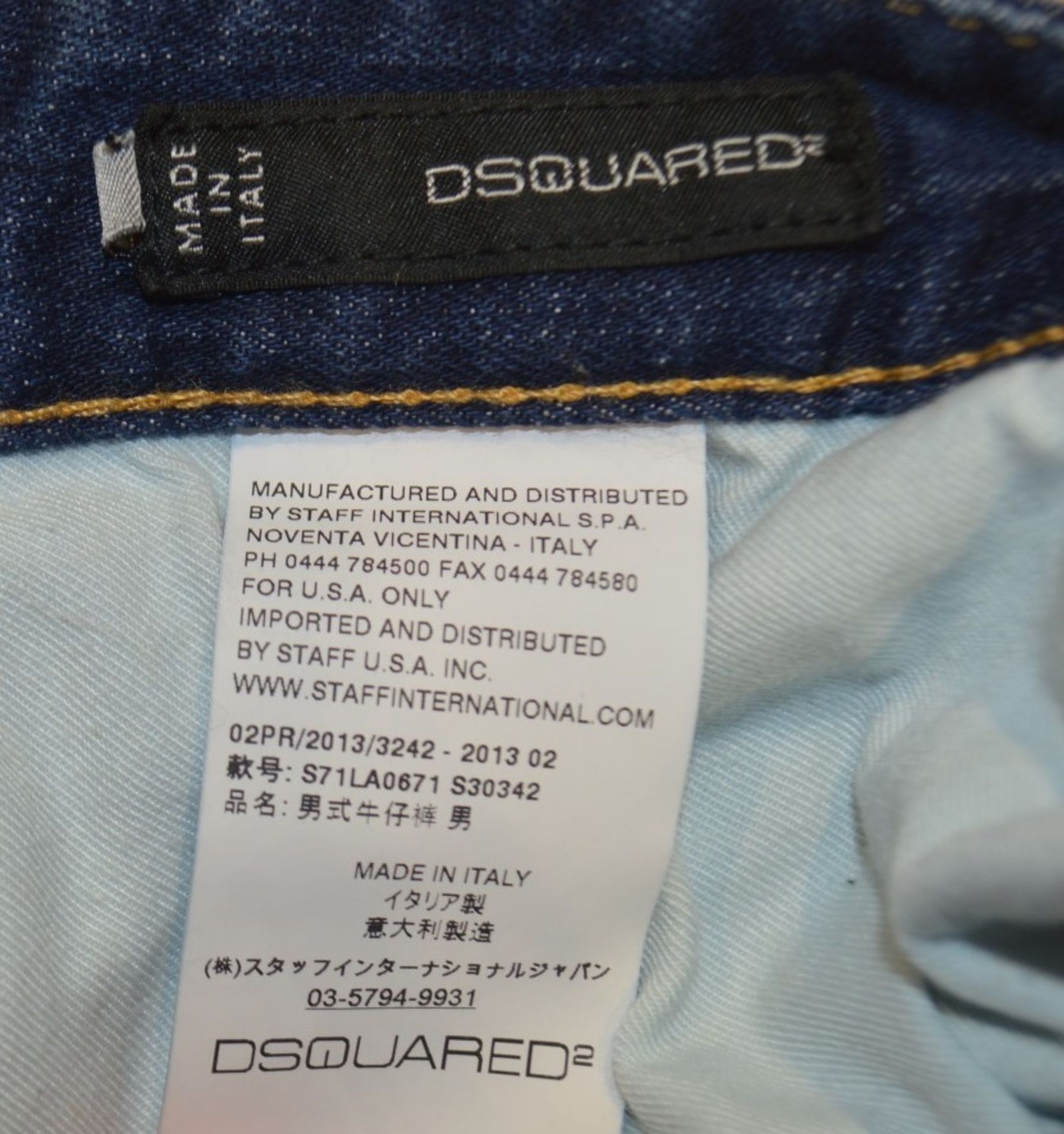 1 x Pair Of Men's Genuine Dsquared2 Designer Distressed Jeans In Dark Blue - Size: UK32 / ITALY 48 - Image 8 of 8