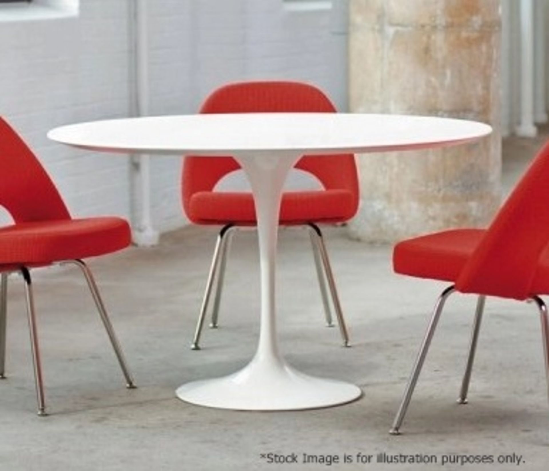 1 x Eero Saarinen Inspired Tulip 90cm Table In White - Dimensions: Height: 74cm / Diameter 90cm -
