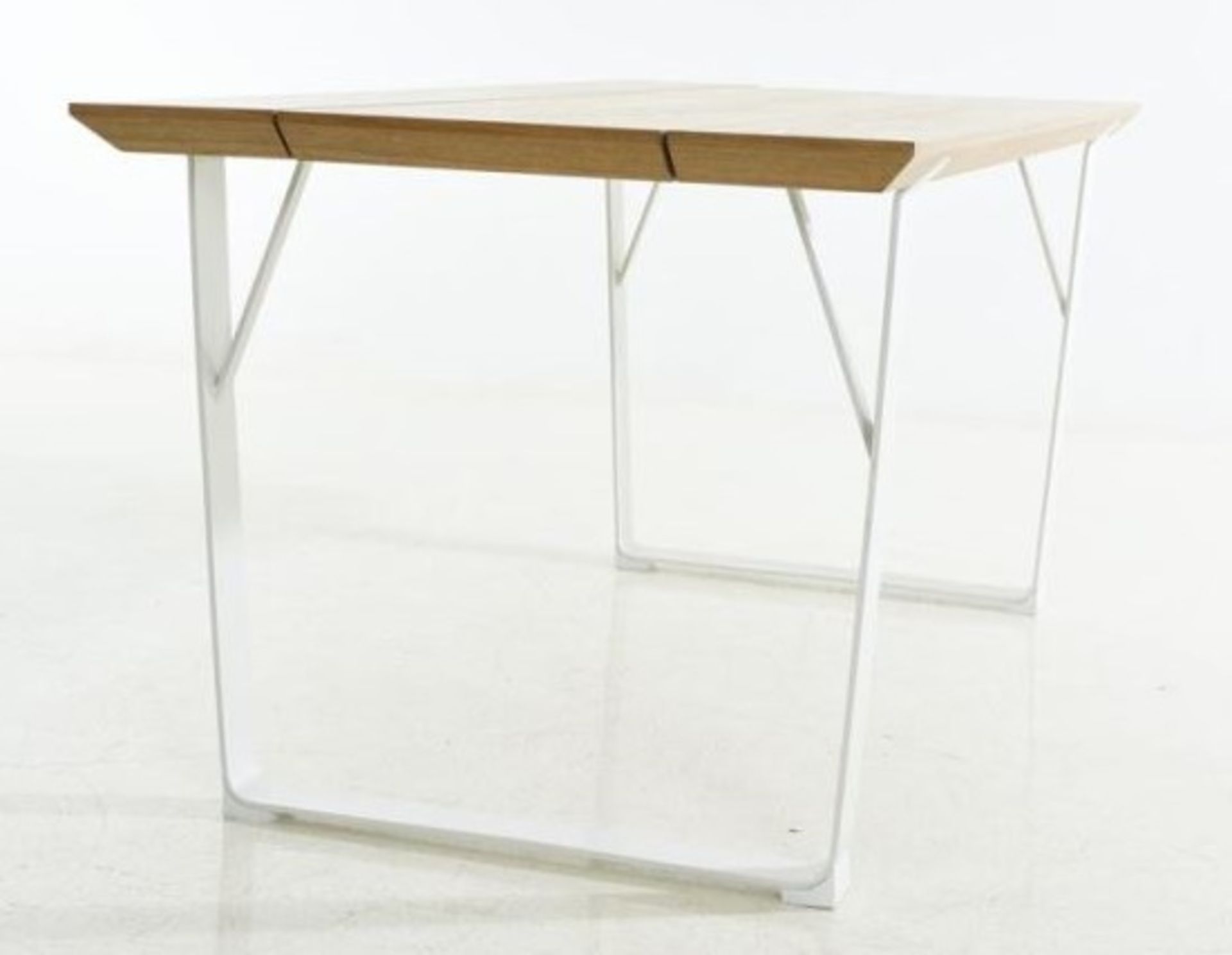 1 x Battersea Scandinavian Style Dining Table - Featuring A Natural Ash Wood Top With White Metal - Image 2 of 3