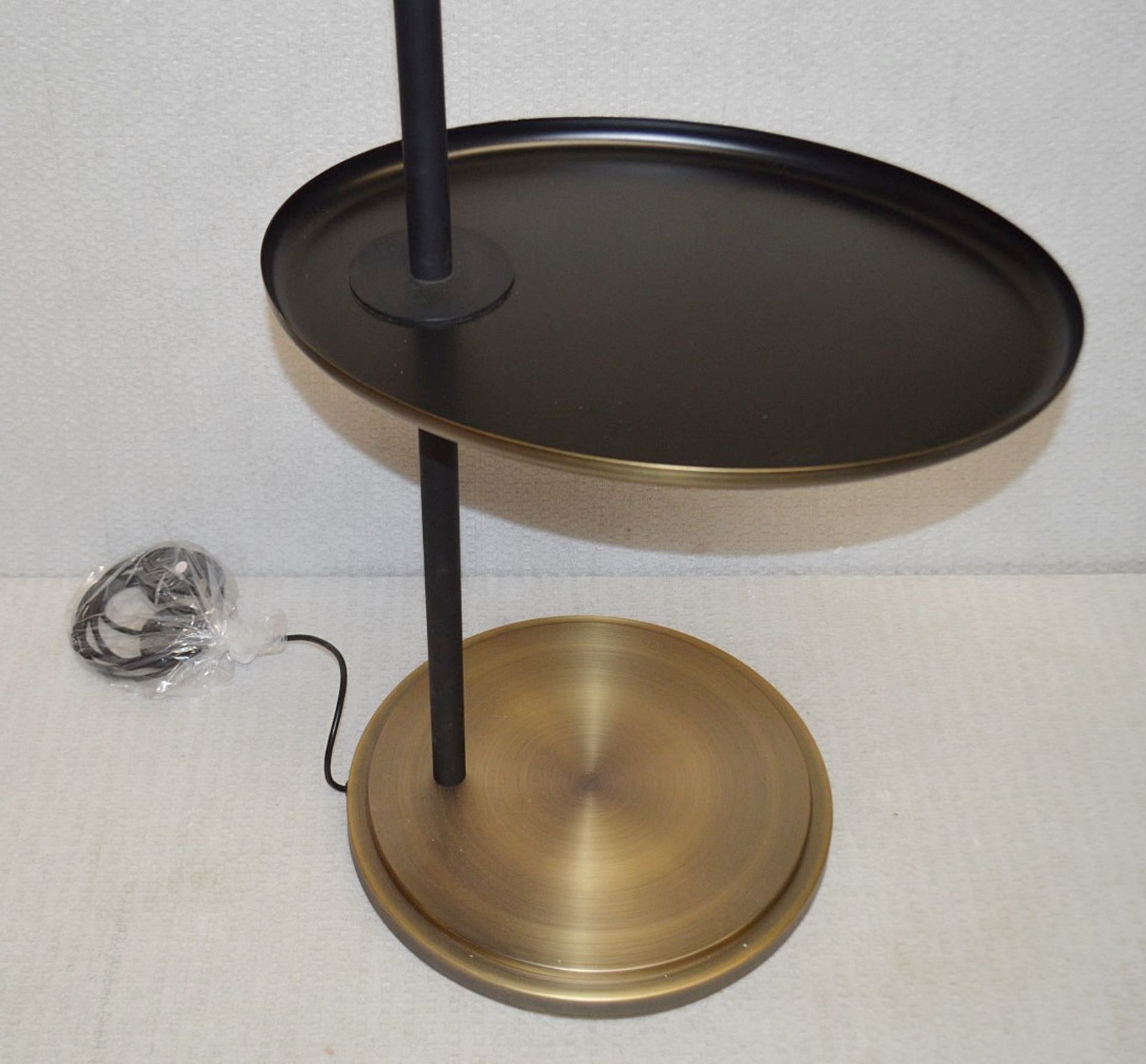 1 x CHELSOM Freestanding Floor Lamp With Oval Table, In A Brass And Black Finish - Image 4 of 8