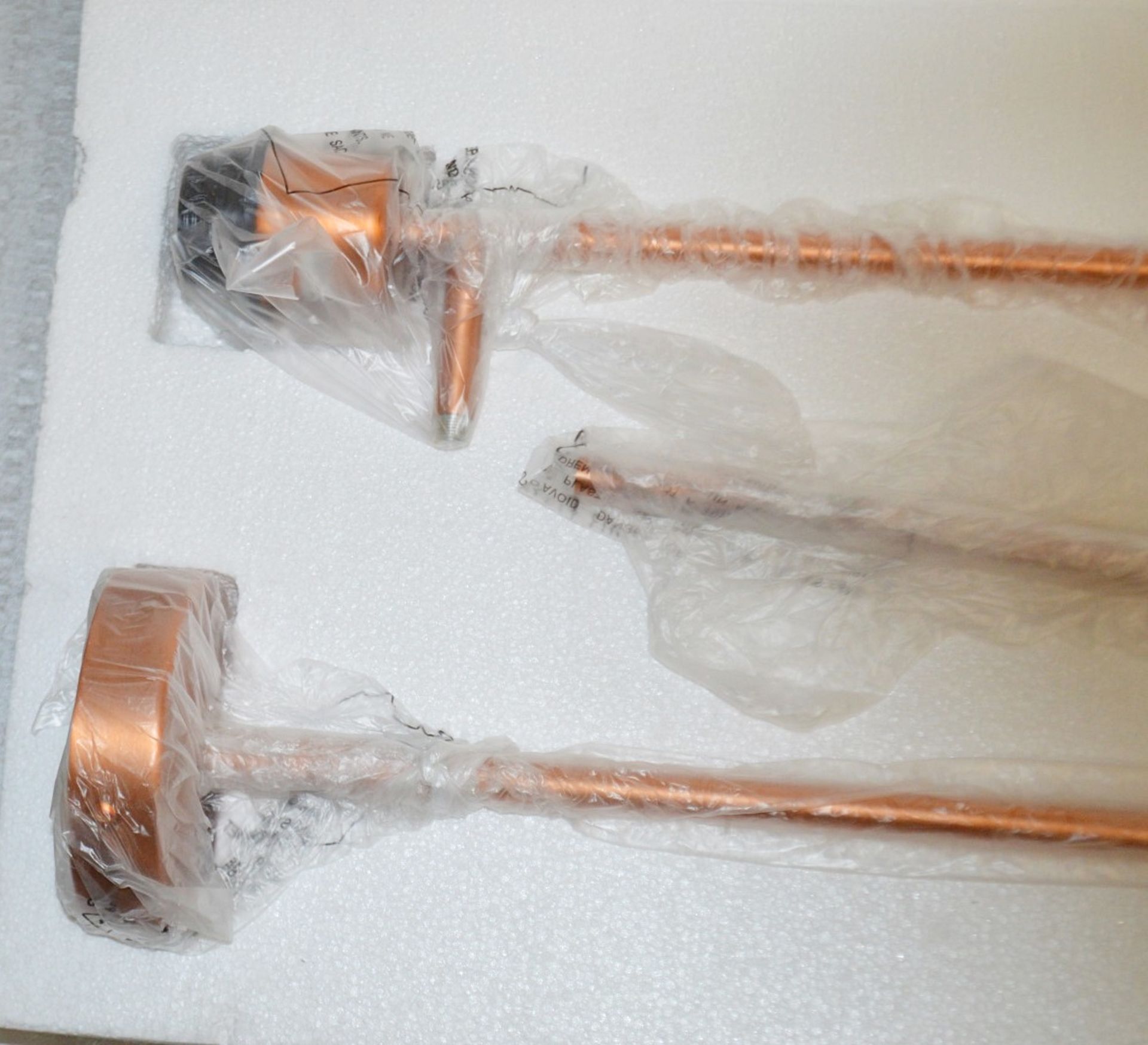 A Pair Of CHELSOM Luxury Light Fittings (2) With A Caged Shade And Polished Copper Finish - Unused - Image 4 of 9