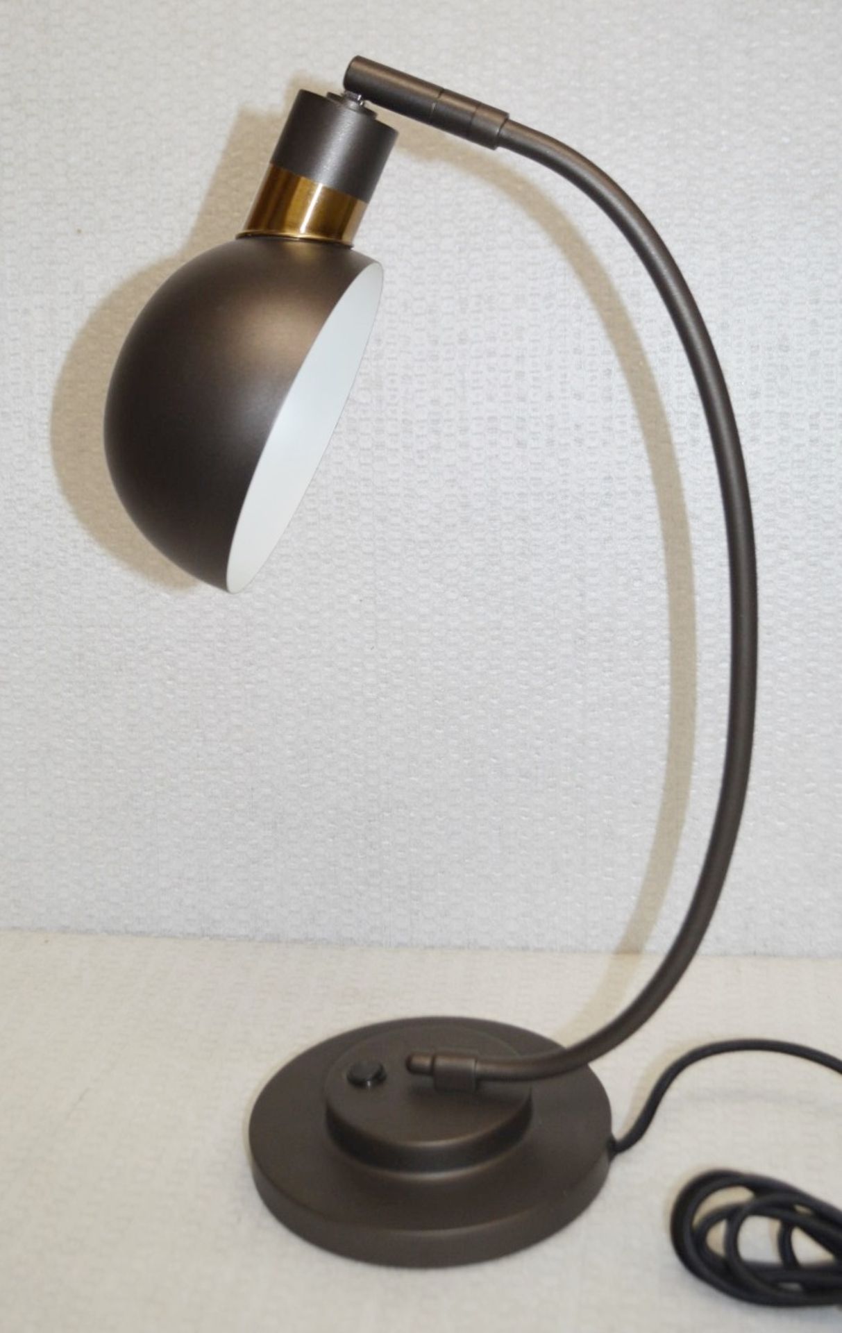 1 x CHELSOM Desk Table Lamp In A Black Bronze Finish With Polished Brass Accent - Image 3 of 7