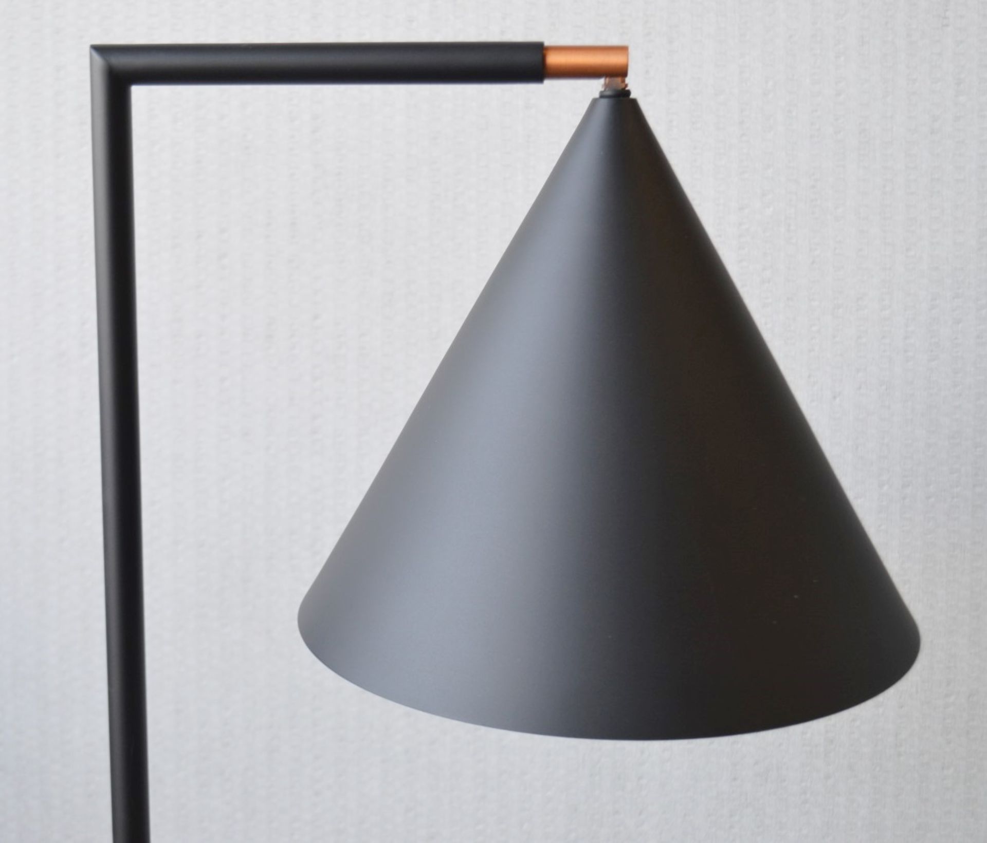 1 x CHELSOM Modernist Floor Lamp In A Matt Black Finish With Copper Accents - Unused Boxed Stock - Image 2 of 8