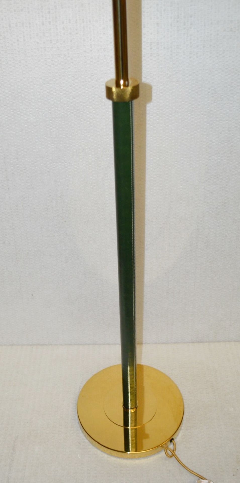 1 x CHELSOM Freestanding Floor Lamp Upholstered In Green Leather With Polished Brass Swing-Arm And - Image 12 of 14