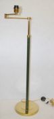 1 x CHELSOM Freestanding Floor Lamp Upholstered In Green Leather With Polished Brass Swing-Arm