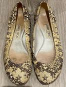 1 x Pair Of Genuine Jimmy Choo Flats In Snake Print - Size: 36 - Preowned in Very Good Condition - R