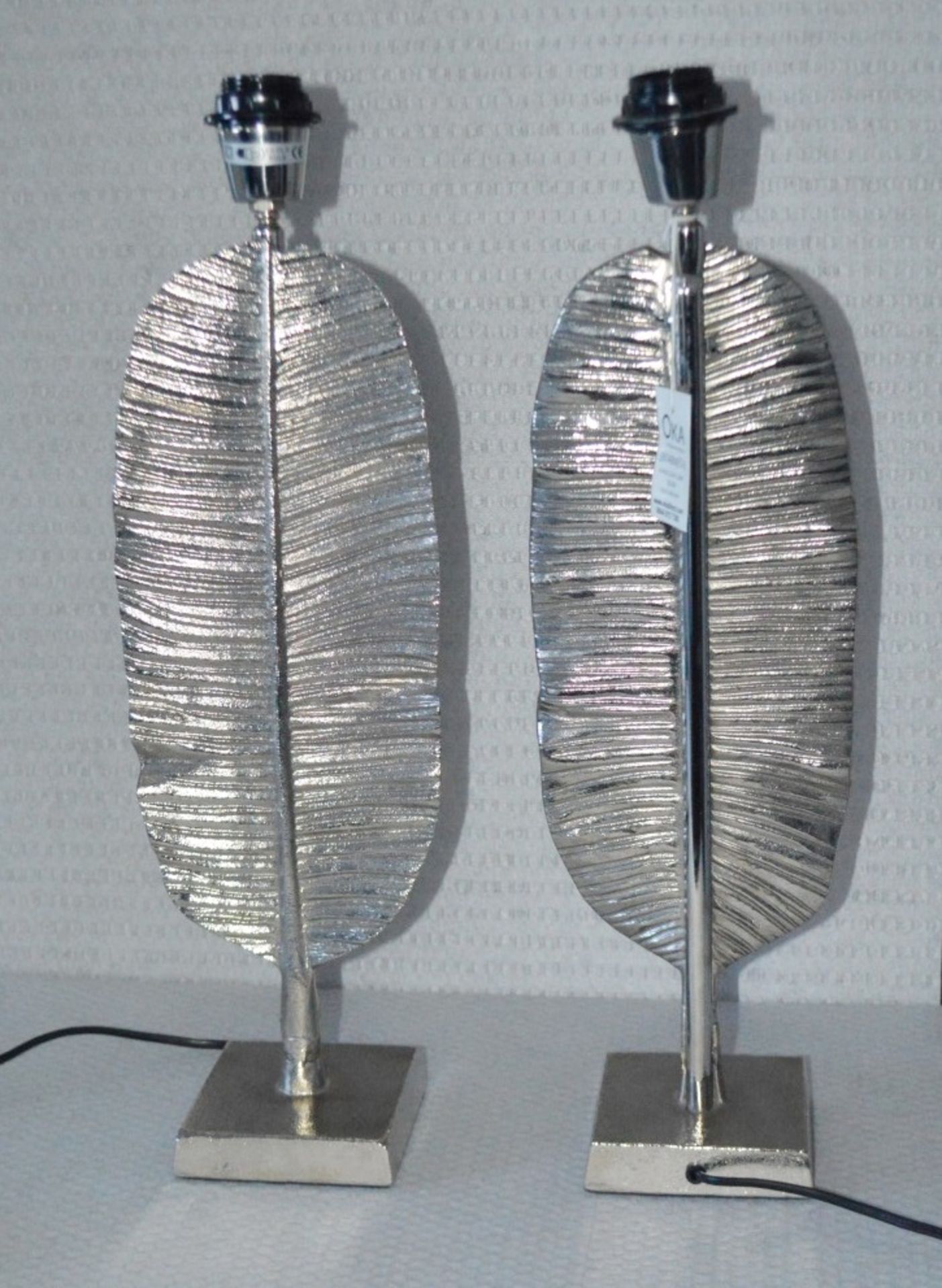 A Pair Of “Feather” Metal Bedside Lamps In A Silver Finish - From An Exclusive Property In Hale - Image 5 of 5