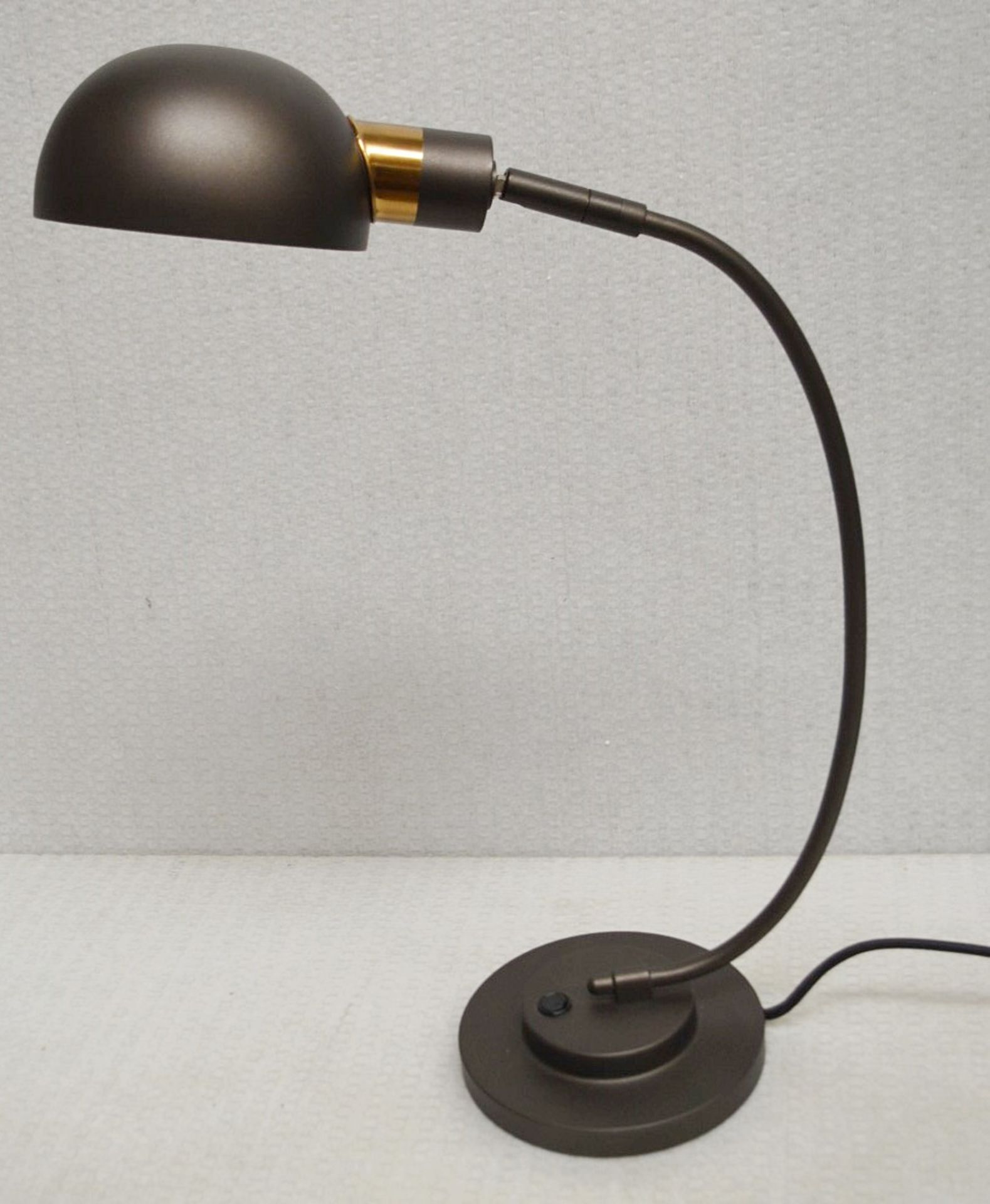1 x CHELSOM Desk Table Lamp In A Black Bronze Finish With Polished Brass Accent