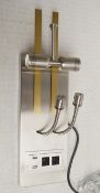 3 x CHELSOM  Art Deco Wall Lights In A Brass And Brushed Steel Finish - Unused Boxed Stock