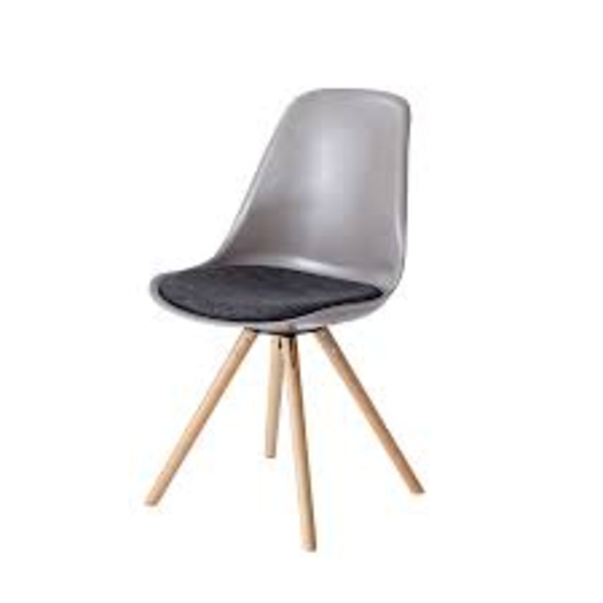 Set of 4 x 'TURNER' Contemporary Scandinavian-style Dining Chairs in Brown With Grey Seat Pads - Mid - Image 3 of 4