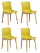 Set of 4 x Swift DC-782W Dining Chairs With Chartreuse Yellow ABS Seats and Dark Wood Bases -