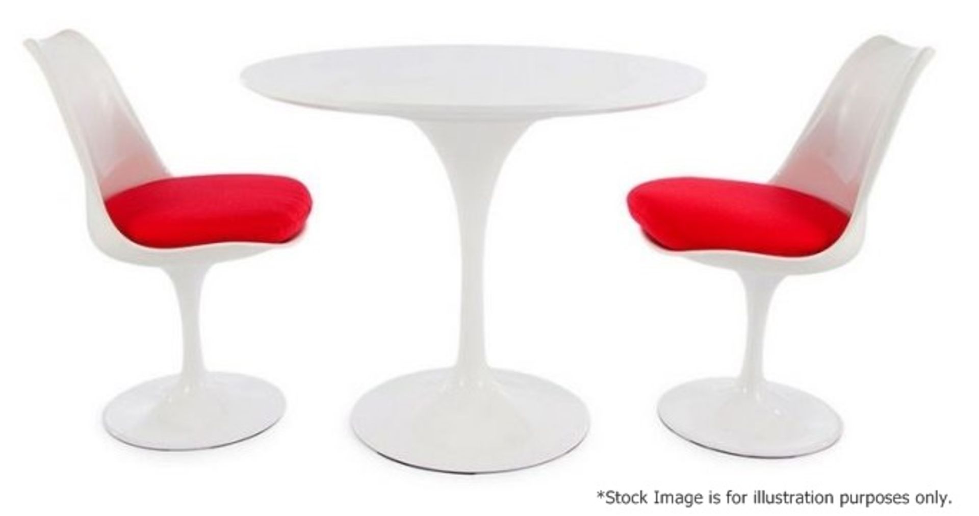 1 x Eero Saarinen Inspired Tulip 90cm Table In White - Dimensions: Height: 74cm / Diameter 90cm - - Image 2 of 2