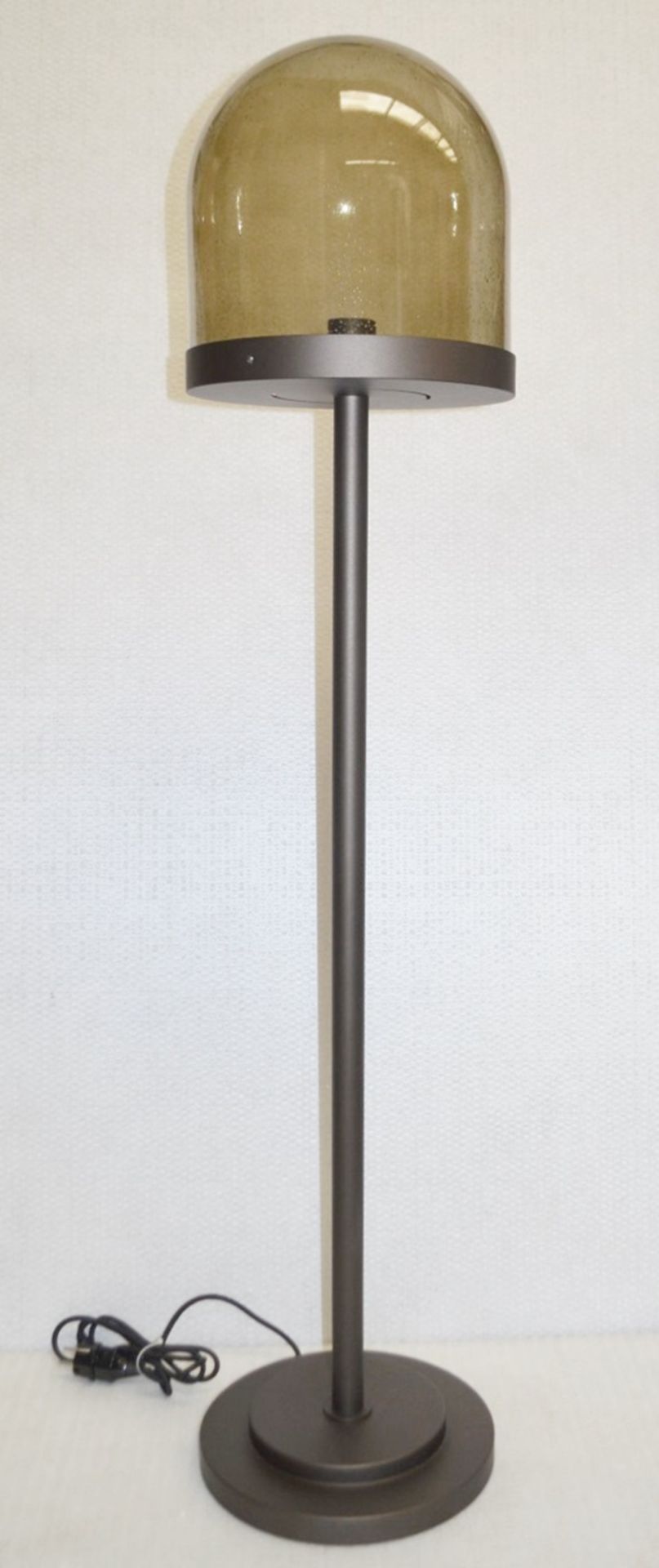 1 x CHELSOM Freestanding Floor Lamp With A Smoked Glass Bell Jar Shade - In A Black Bronze  Finish