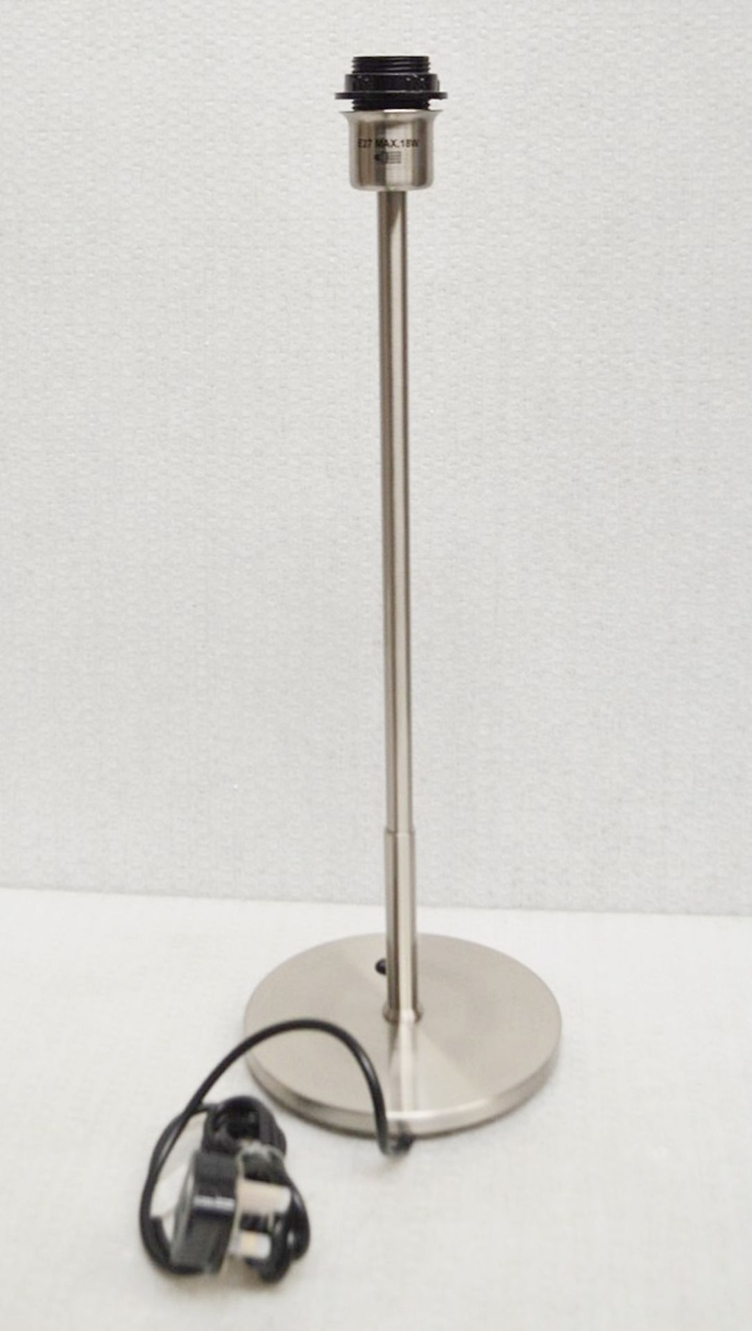 A Pair Of CHELSOM Candle Stick Table Lamps In A Brushed Silver Finish - Unused Boxed Stock - - Image 3 of 6