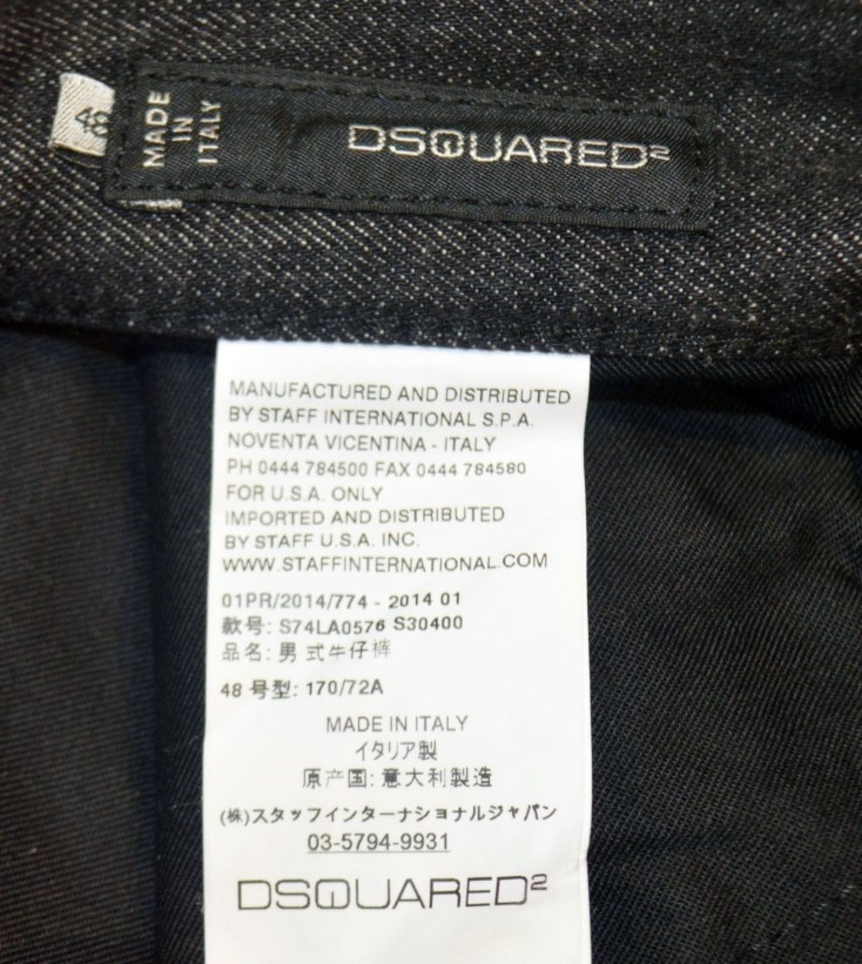 1 x Pair Of Men's Genuine Dsquared2 Distressed-Style Jeans In Washed Black - Waist Size: EU48 / UK30 - Image 2 of 8