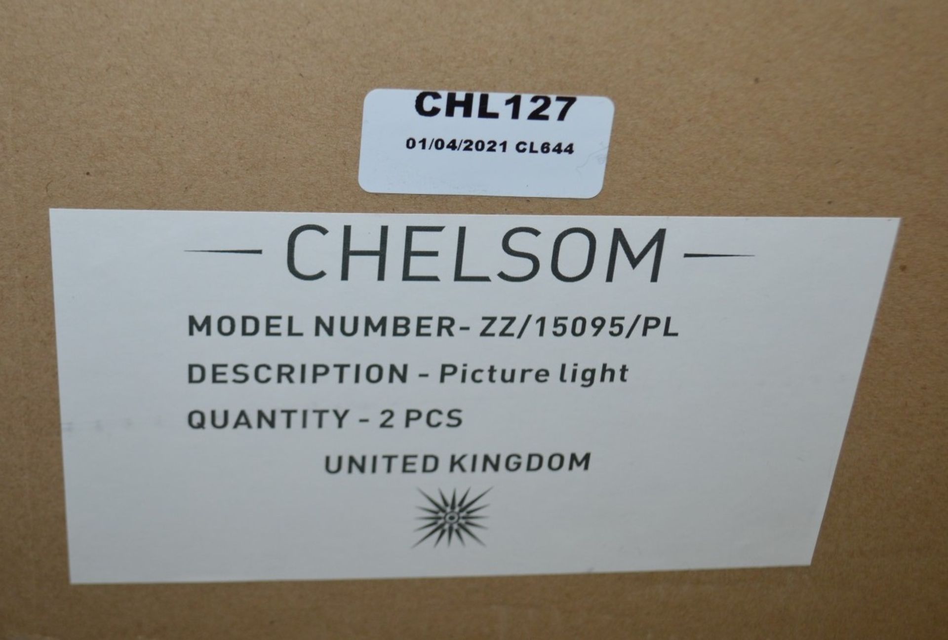 A Pair CHELSOM Picture Lights In A Polished Bronze Finish - Unused Boxed Stock - Image 7 of 8