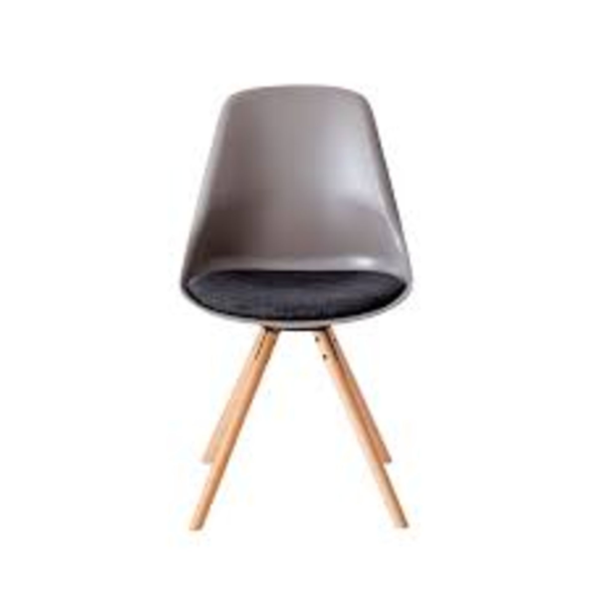 Set of 4 x 'TURNER' Contemporary Scandinavian-style Dining Chairs in Brown With Grey Seat Pads - Mid - Image 2 of 4