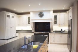 1 x Solid Wood Hand Painted Fitted Kitchen With Contemporary Island and Granite Worktops -