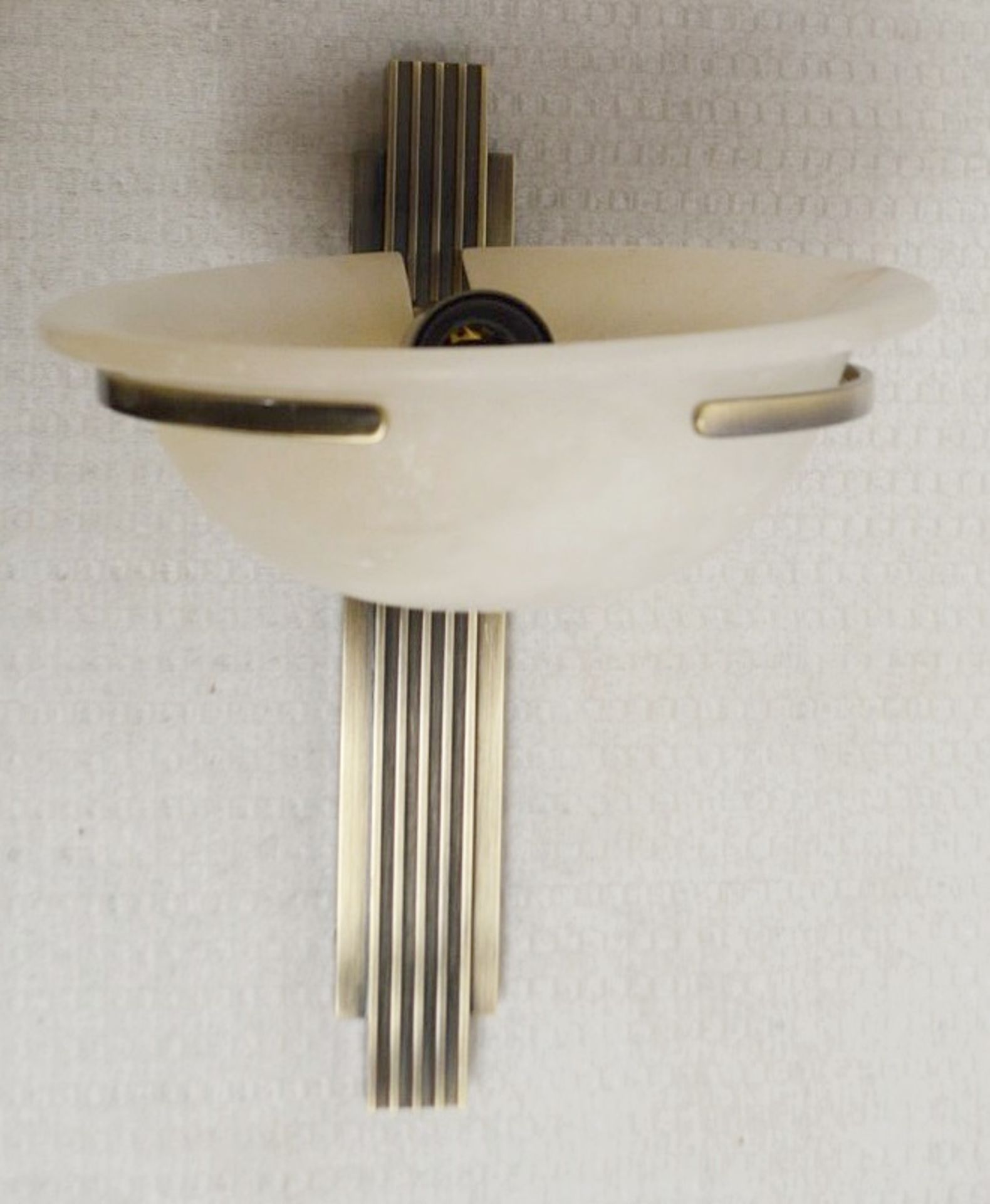 1 x CHELSOM Art Deco Wall Light Fitting Featuring An Alabaster Glass Shade And Antique Brass - Image 2 of 9
