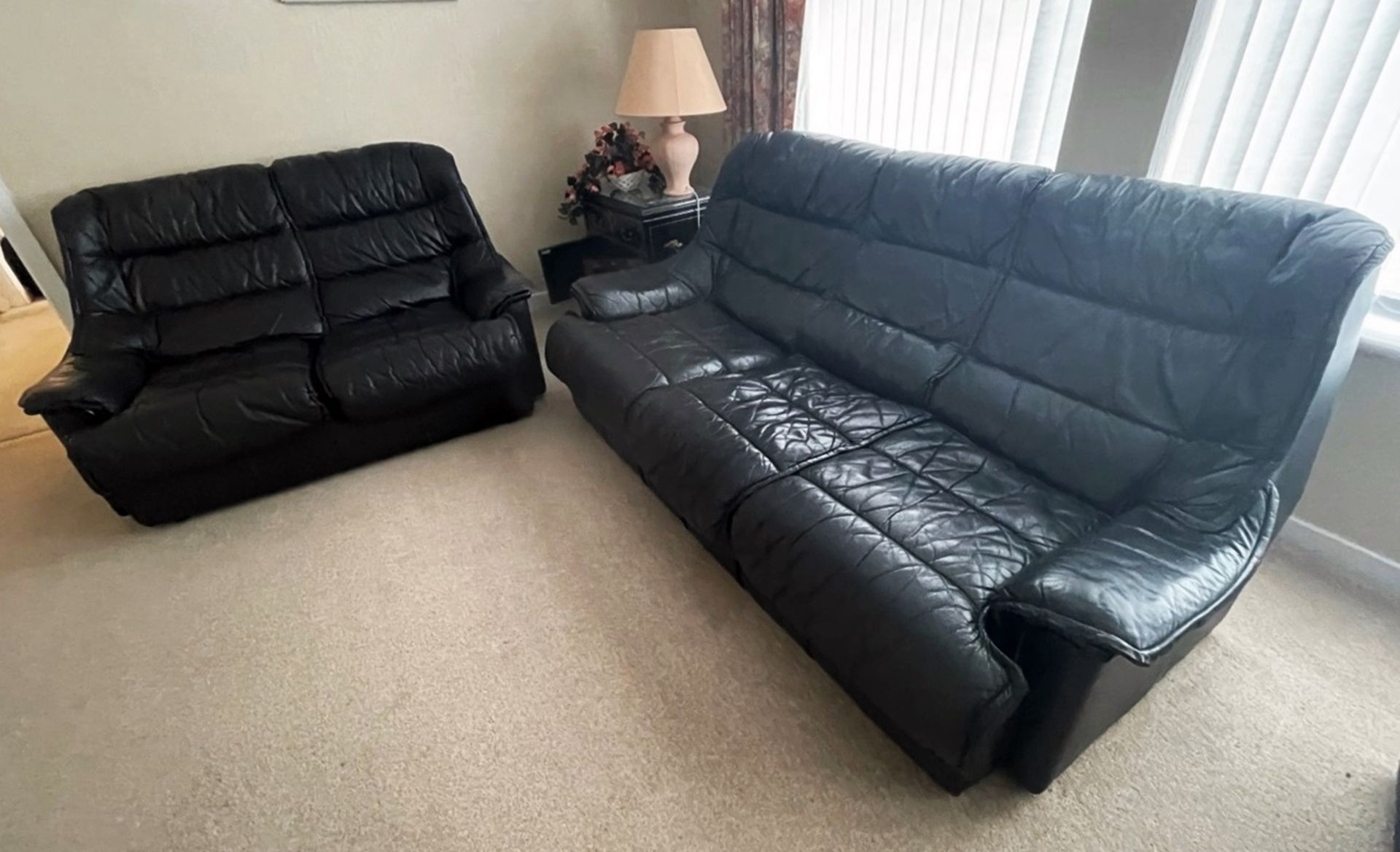 3-Piece Sofa Set In Black - Includes 1 x 3-Seater Sofa, 1 x 2-Seater Sofa & 1 x Footstool - From