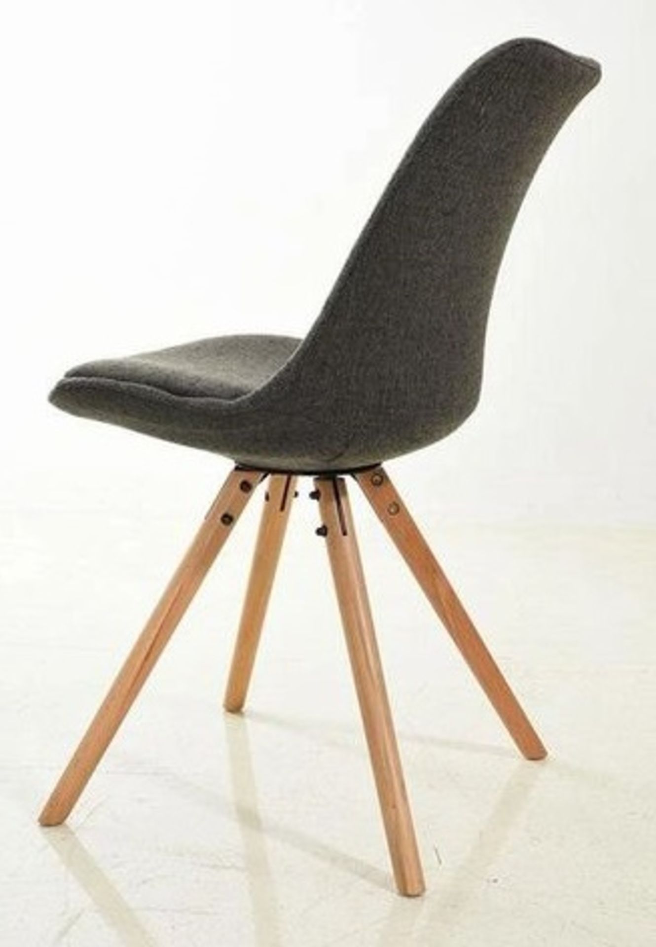 Set of 4 x 'TURNER' Contemporary Scandinavian-style Upholstered Dining Chairs in Grey - Mid - Image 3 of 3