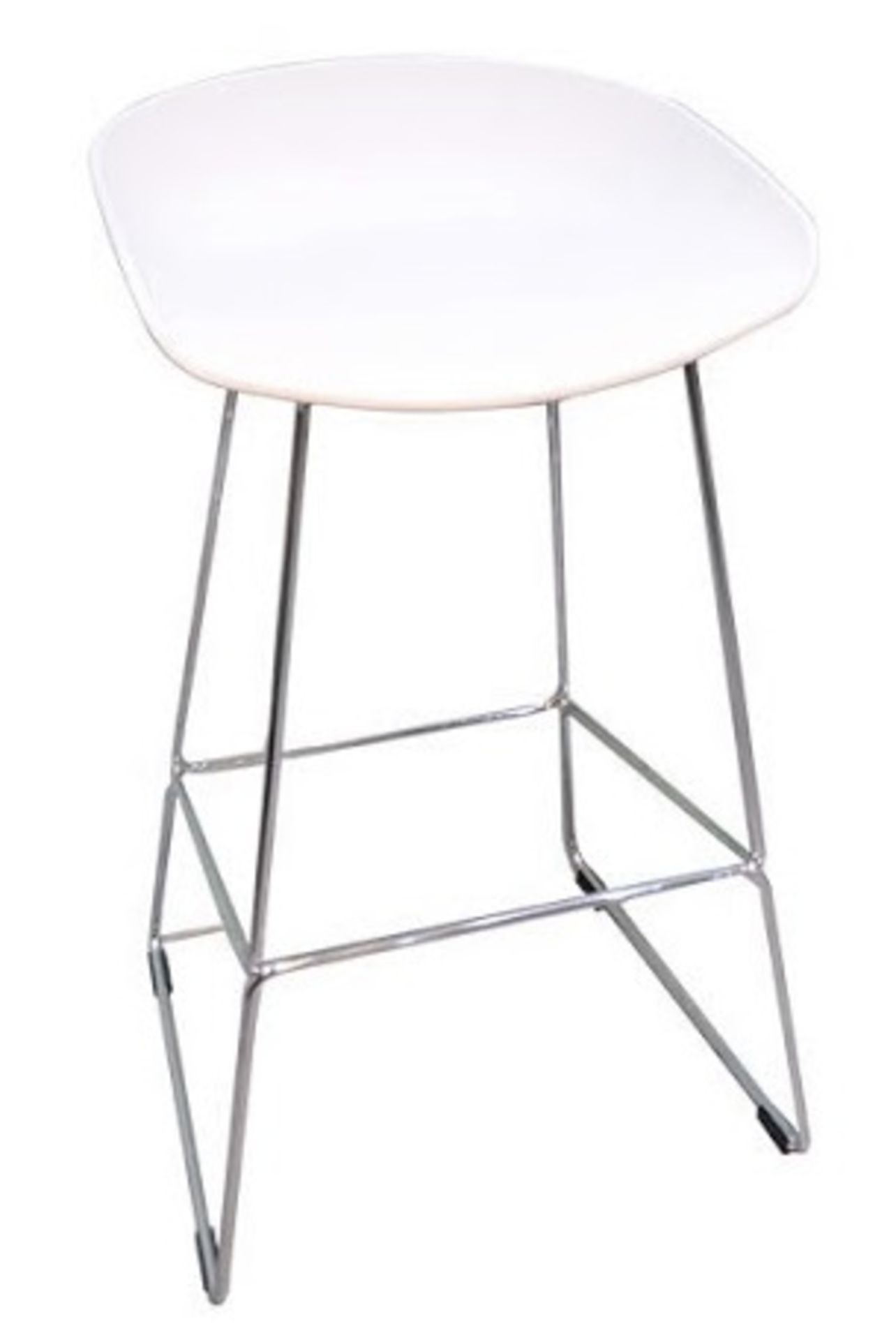 4 x OSLO Contemporary Bar Stools With White Moulded Seat And Metal Base - Brand New / Unboxed - - Image 5 of 5