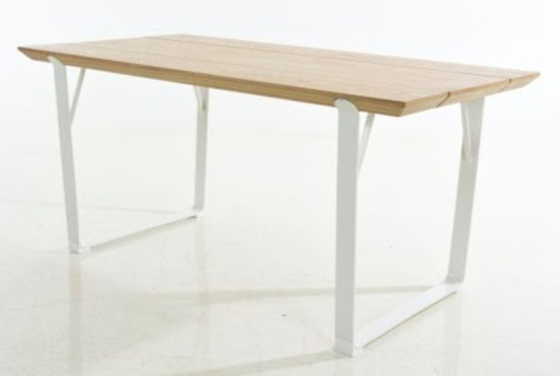 1 x Battersea Scandinavian Style Dining Table - Featuring A Natural Ash Wood Top With White Metal