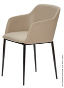 2 x FLANDERS Upholstered Contemporary Dining Chairs With Arms In A Light Brown Faux Leather