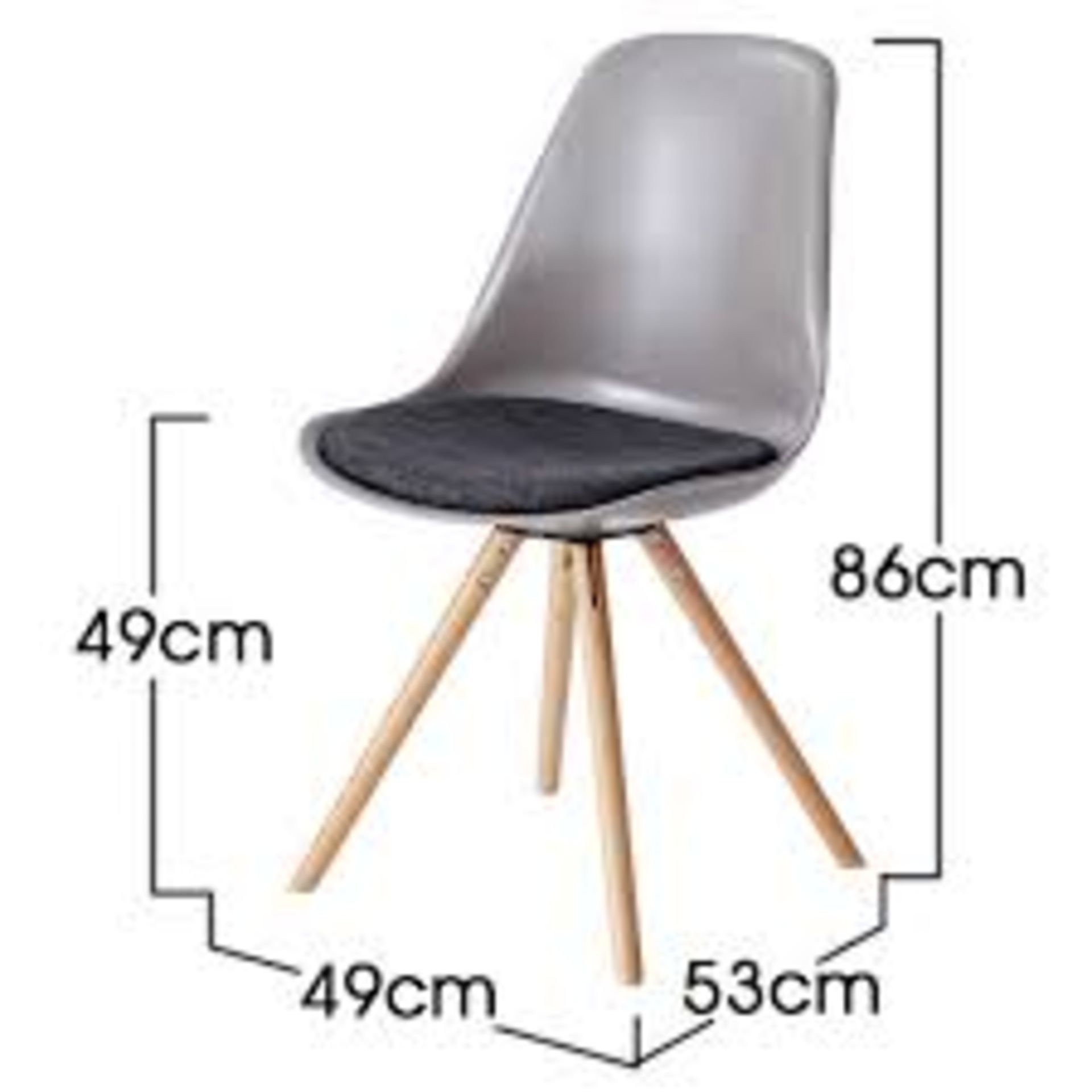 Set of 4 x 'TURNER' Contemporary Scandinavian-style Dining Chairs in Brown With Grey Seat Pads - Mid - Image 4 of 4