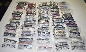 100 x Assorted Pairs of Spectacle Eye Glasses - New and Unused Stock - Various Designs and Brands