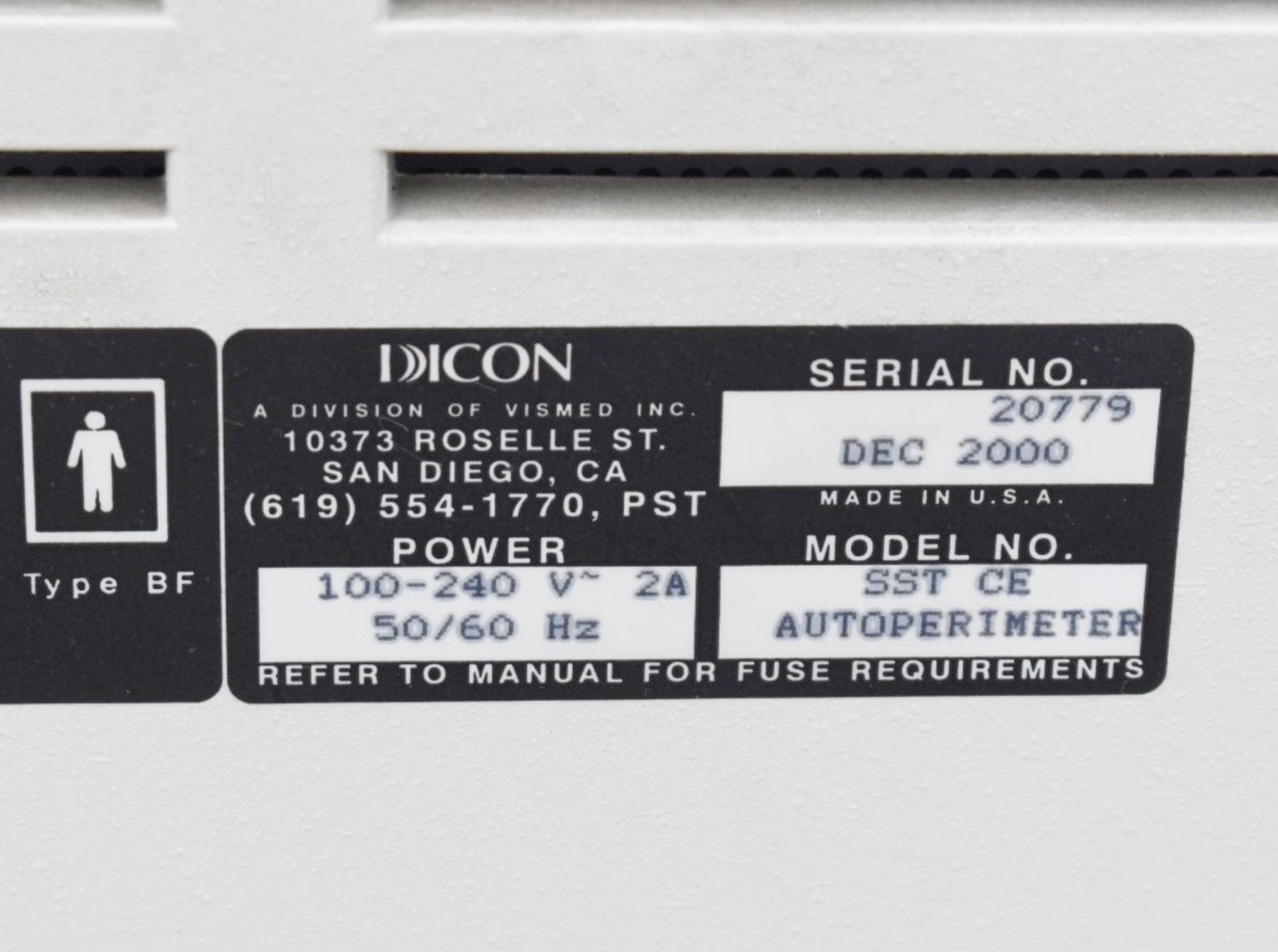 1 x Dicon SST Autoperimeter - Visual Field Analyzer - Ref: GTI114 - CL645 - Location: Altrincham - Image 12 of 13