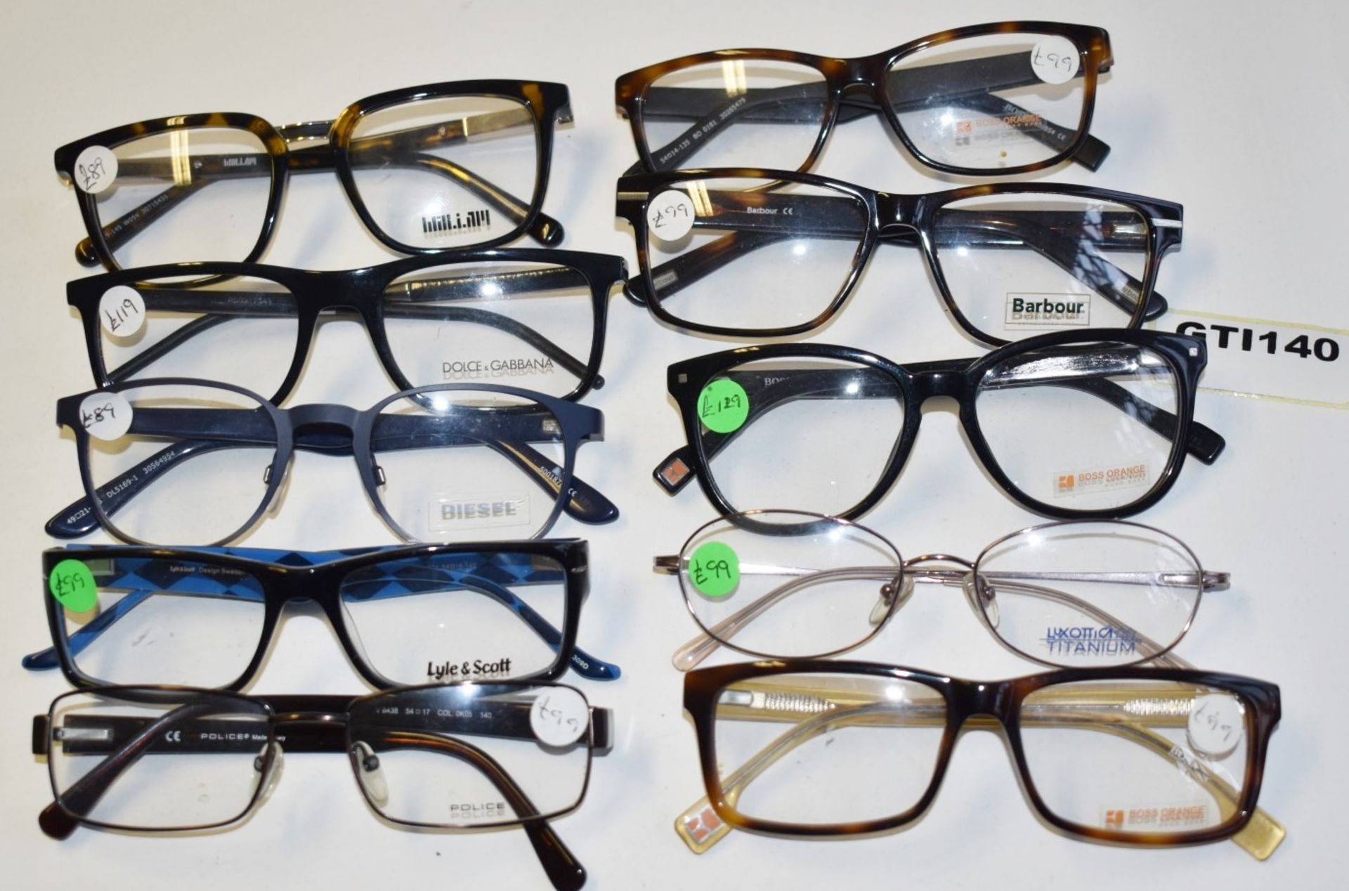 10 x Assorted Pairs of Designer Spectacle Eye Glasses - Ex Display Stock - Brands Include Dolce &