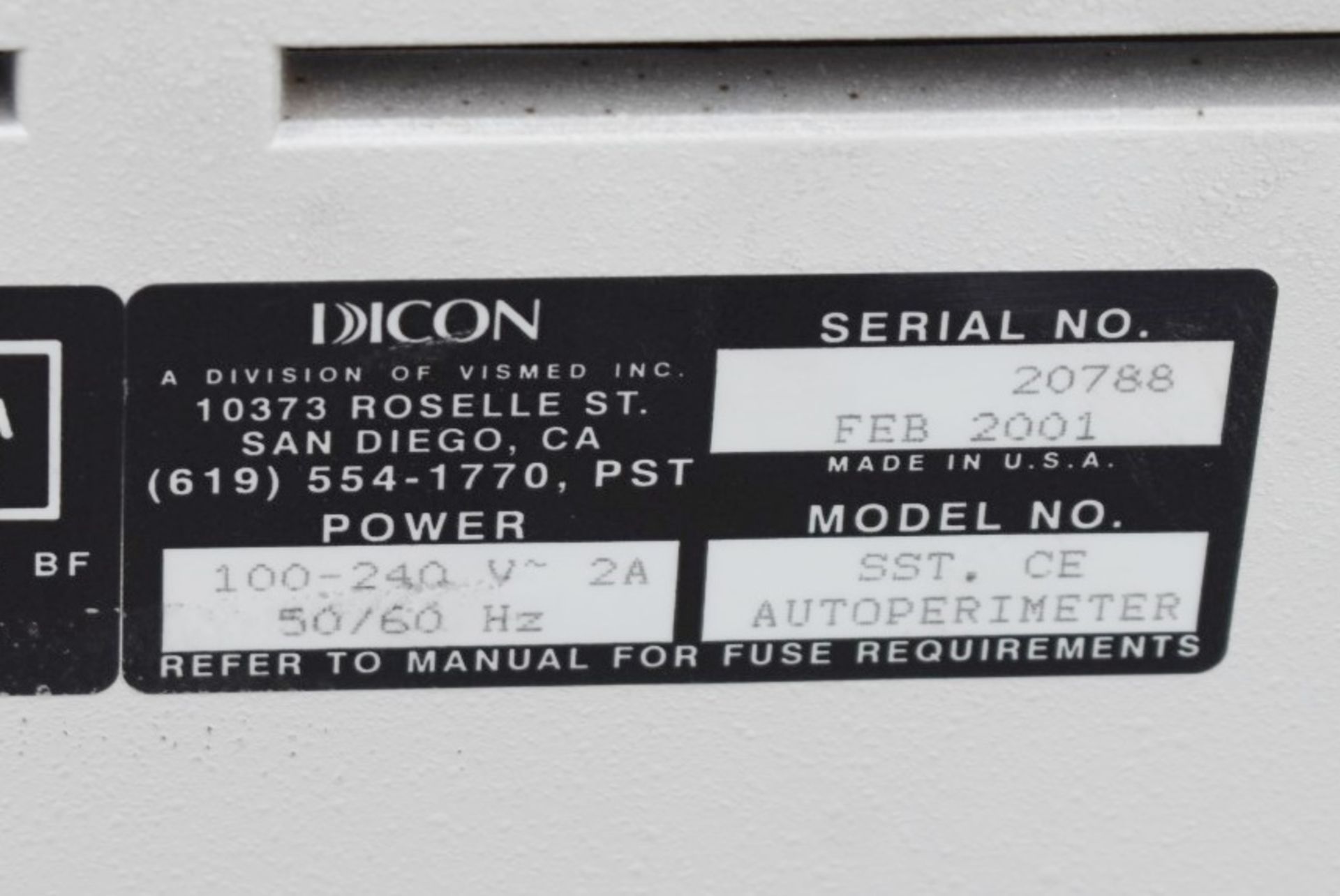 1 x Dicon SST Autoperimeter - Visual Field Analyzer - Ref: GTI115 - CL645 - Location: Altrincham - Image 7 of 13