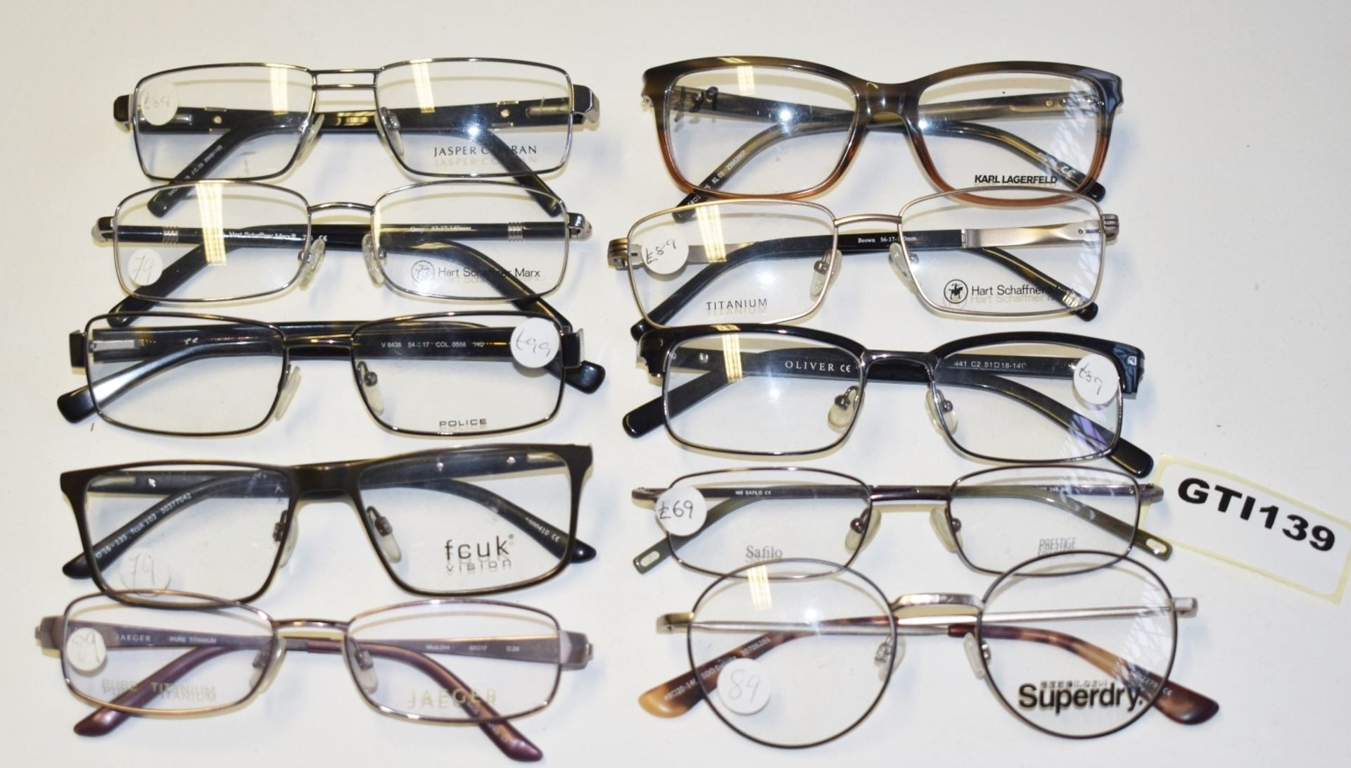 10 x Assorted Pairs of Designer Spectacle Eye Glasses - Ex Display Stock - Brands Include Jasper