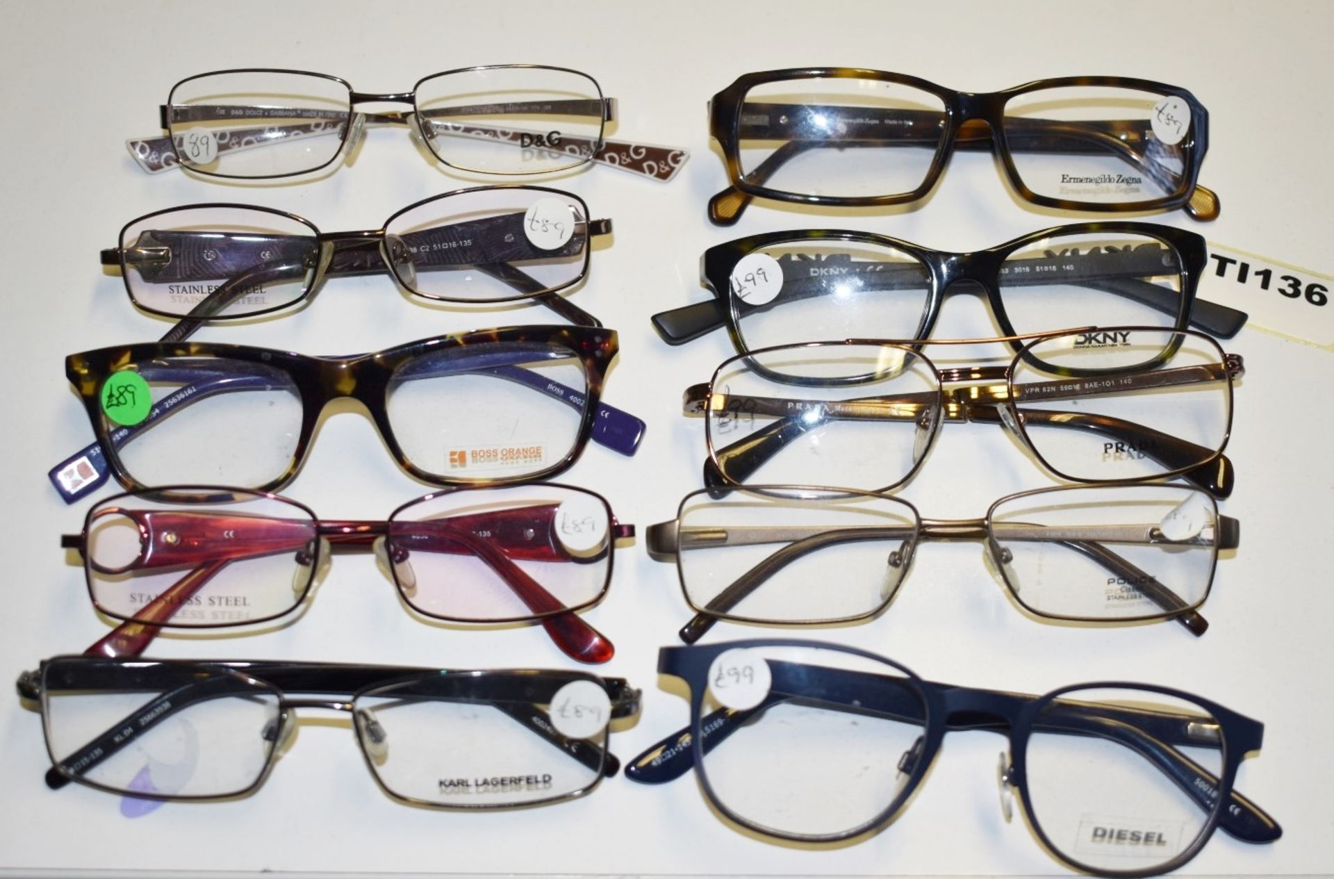 10 x Assorted Pairs of Designer Spectacle Eye Glasses - Ex Display Stock - Brands Include