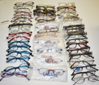 50 x Assorted Pairs of Spectacle Eye Glasses - New and Unused Stock - Various Designs and Brands