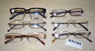 6 x Assorted Pairs of Designer Spectacle Eye Glasses - Ex Display Stock - Brands Include Jeff Banks,