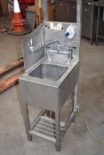 1 x Slim Janitorial Cleaning Wash Station - Features Wash Bowl, Integral Mop Hanger, Top Shelf