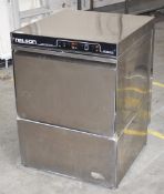 1 x Nelson Commercial Undercounter Glasswasher With Stainless Steel Exterior - 240v - Dimensions:
