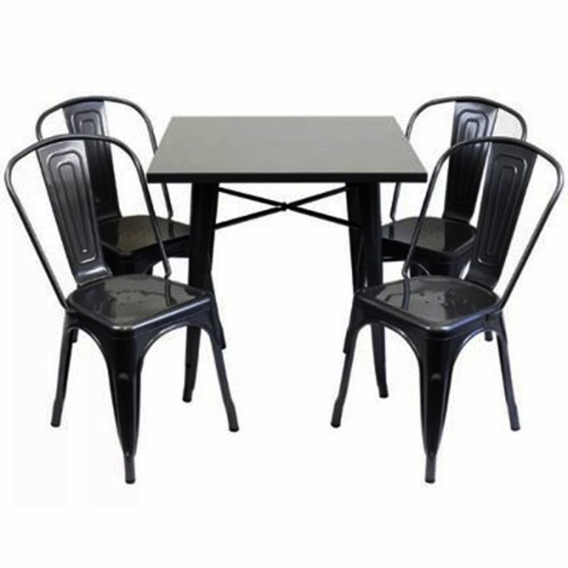 1 x Tolix Industrial Style Outdoor Bistro Table and Chair Set in Black - Includes 1 x Table and 4 - Image 2 of 11