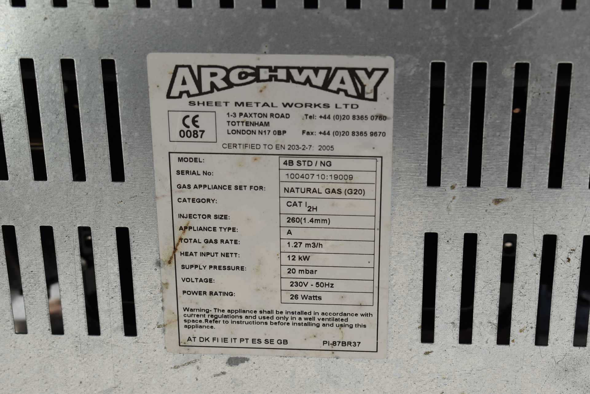 1 x Archway 4BSTD 4 Burner Doner Kebab Grill - Gas Fired - RRP £580 - Dimensions: H110 x W56 x D65 - Image 5 of 7