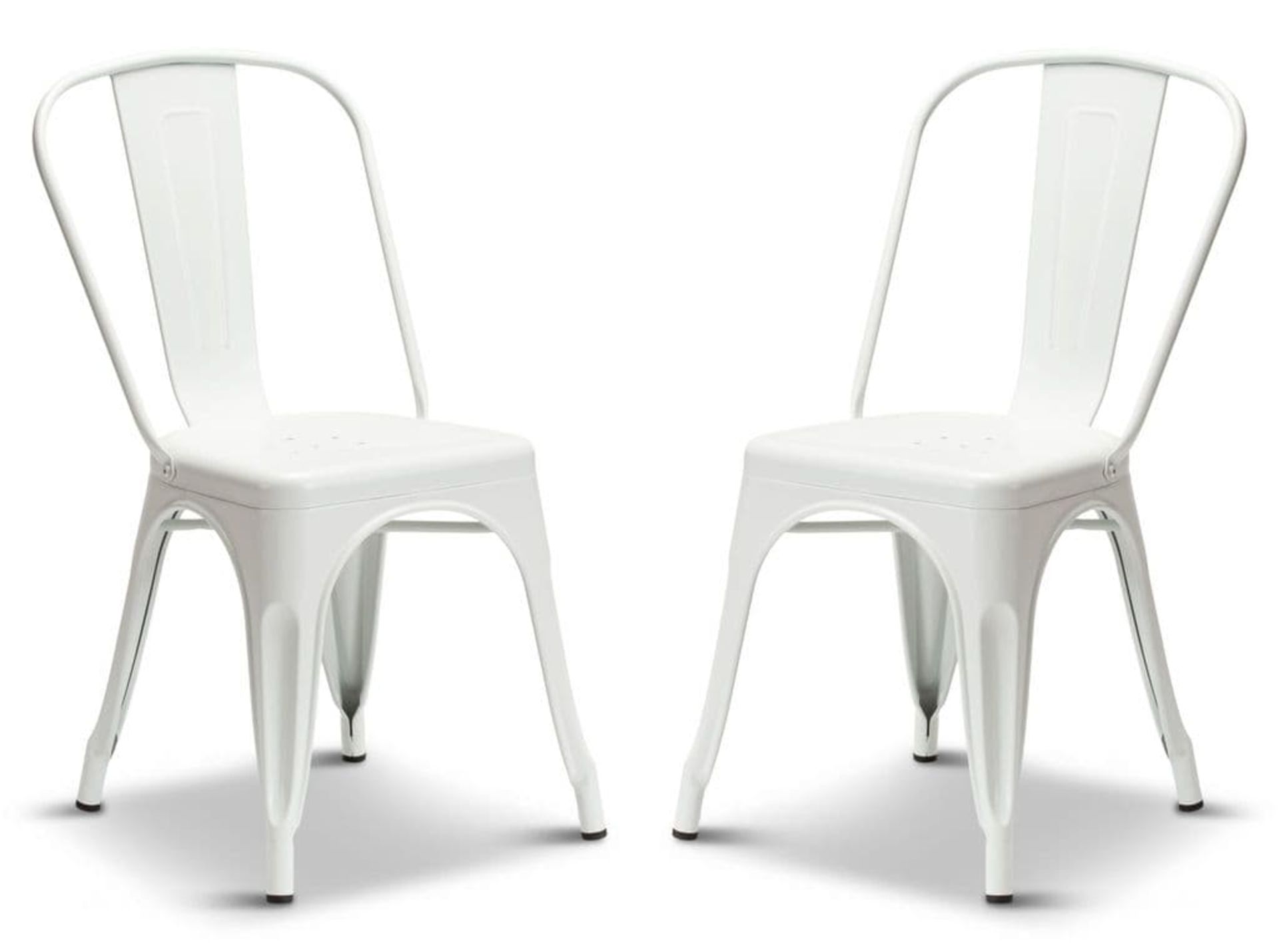 1 x Tolix Industrial Style Outdoor Bistro Table and Chair Set in White- Includes 1 x Table and 4 x - Image 6 of 14