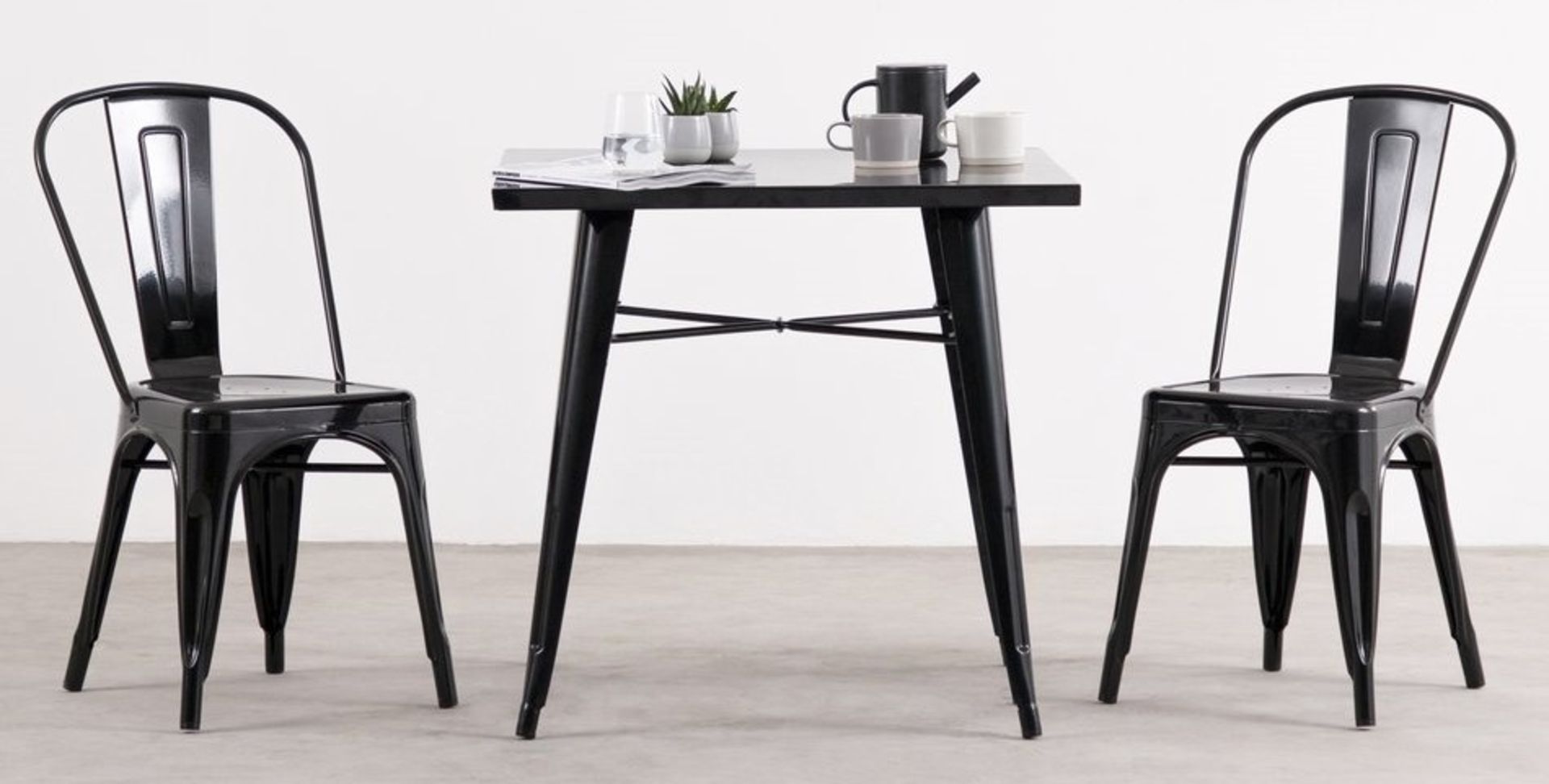1 x Tolix Industrial Style Outdoor Bistro Table and Chair Set in Black - Includes 1 x Table and 4 - Image 3 of 11